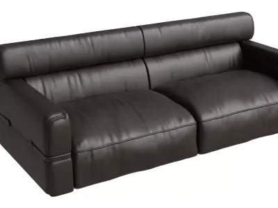 Brown Leather Upholstered Sofa 3D model