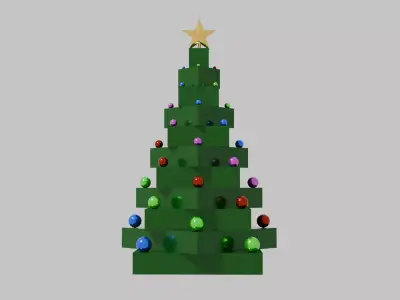 Rotated Wood Christmas Tree Low-poly 3D model