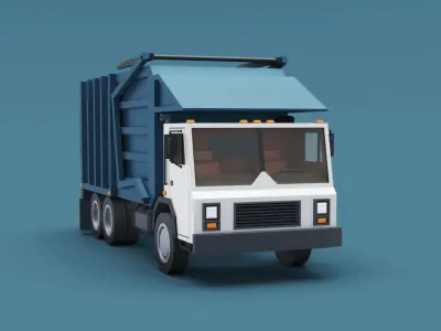 Cartoon Stylized Garbage Trucks  Low-poly 3D model