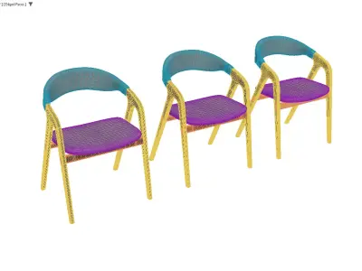 Modern Upholstered Armchair Collection with Wooden Frames 3D model