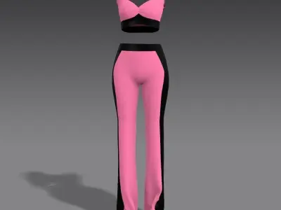 Sport wear two pieces color black and  sugar pink 3D model
