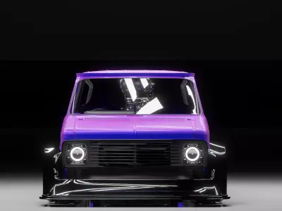 Custom 6x6  Van with Twin V8 Engines  Blender Vehicle Model 3D model