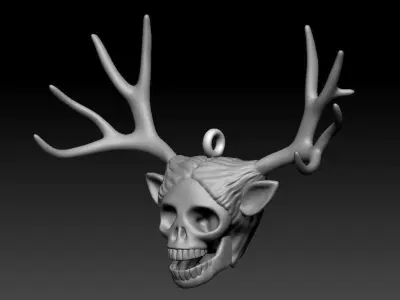 Deer Human Skull Pendant 3D print model