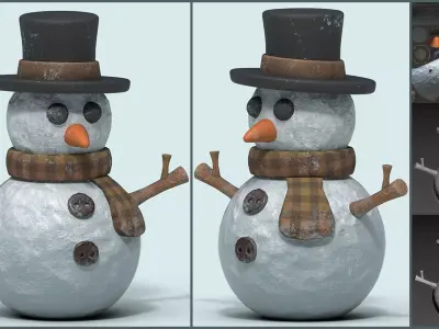 Simple Stylized Lowpoly Snowman Low-poly 3D model