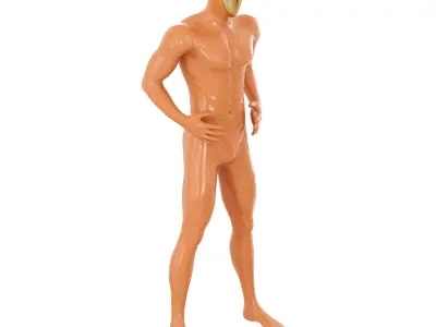 Sports fitness mannequin with golden face 165 3D model