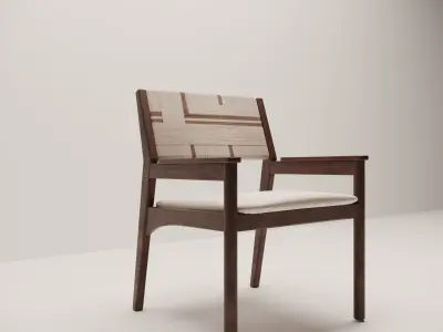 3D Wooden Chair Low-poly 3D model