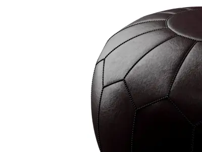 Round Leather Pouffe 3D model