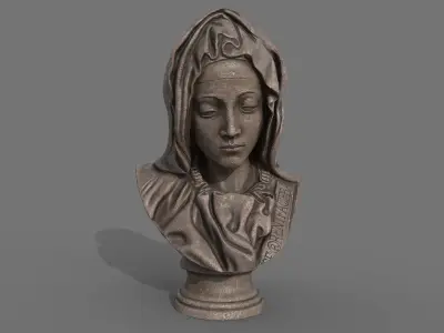 The Virgin  Mary bust Low-poly 3D model