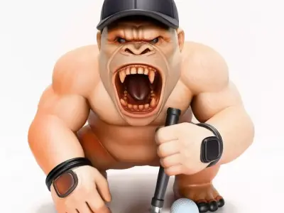 Gorilla Silverback Golf Statue toy 3D print model