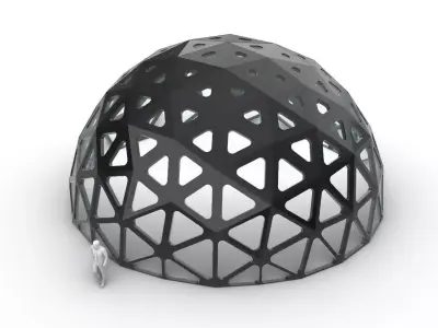 Geodesic Dome with Dynamic Perforations and glass panels 3D model