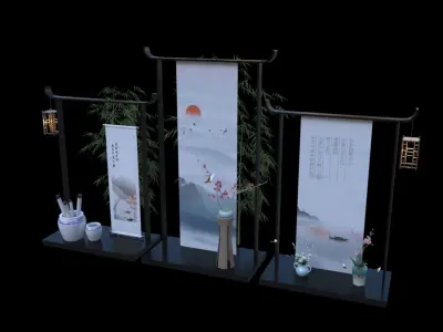 Chinese style beautiful Chen bamboo scroll vase 3D model