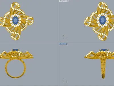 Jewelry Set Elegant Gold 3D print model