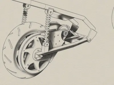 My Electric scooter on belt transmission Free 3D model
