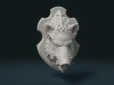 Wild Boar Mounted Head 3D print model