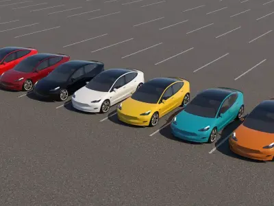 R3DP Low-Poly PBR American Cars - Tesla Model 3 EV Low-poly 3D model