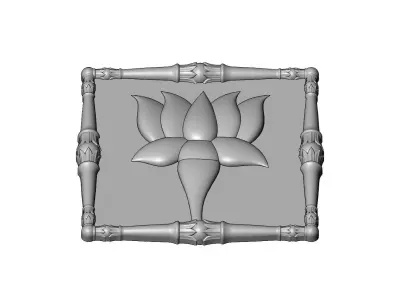 Square lotus flower motif onlay ornament relief 3D print model