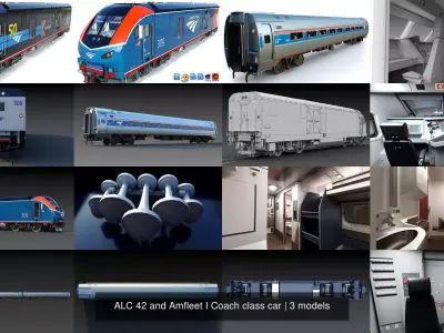 ALC 42 and Amfleet I Coach class car 3D Model Pack