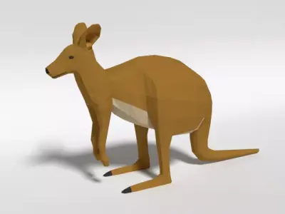 Low Poly Cartoon Kangaroo Low-poly 3D model purchase