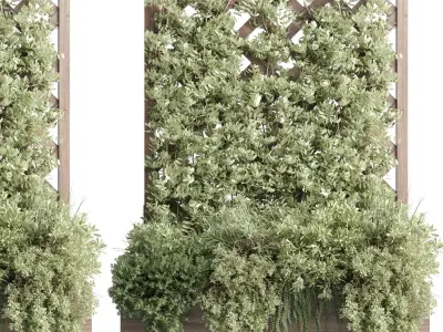 Vertical garden box wooden outdoor green garden plants 90 3D model