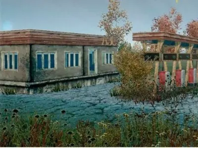 Abandoned Gas Station Low-poly 3D model