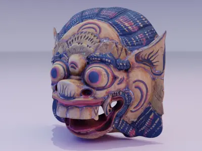 African Mask 04  Low-poly 3D model