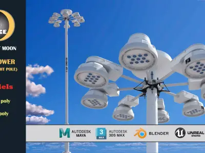 Light tower 01 Low-poly 3D model