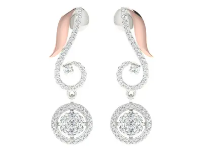 Women Drop Earrings 3dm STL OBJ FBX Renders Details 3D print model 9