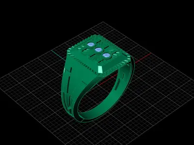 Print Ready STL 3DM  Gents Rings Diamond Men Ring  3D print model 45