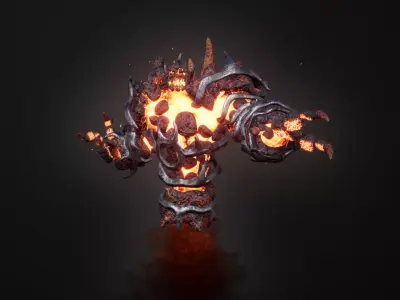 Hell Golem Warrior Low-poly game engine ready 3D model Low-poly 3D model