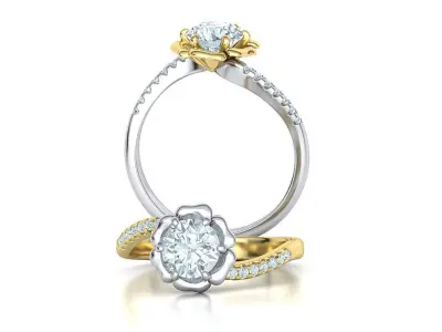 Flower Engagement ring 1CT stone 3dmodel 3D print model