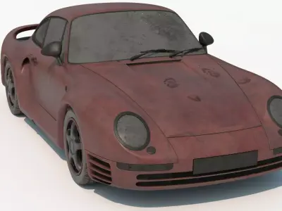 4K Textures Abandoned Rusty 1987 Sport Car Low-poly 3D model