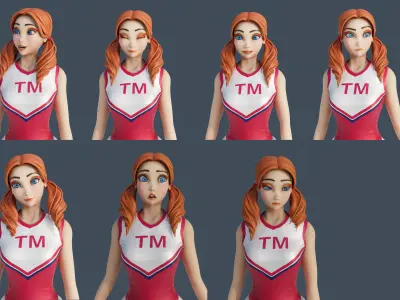 Cartoon cheerleader Rigged Rigged Blender  Low-poly 3D model