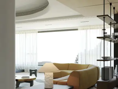 Modern Artistic Large Apartment Living Dining Room 3D model