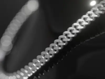 Cuban link chain silver and gold Low-poly 3D model