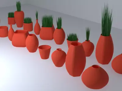 Terracotta Pots Collection Low-poly 3D model