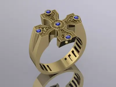 Mens Cross Ring Brand Jewelry Luxury 3D print model