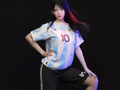 woman 1 silhouette of with soccer ball 3D model