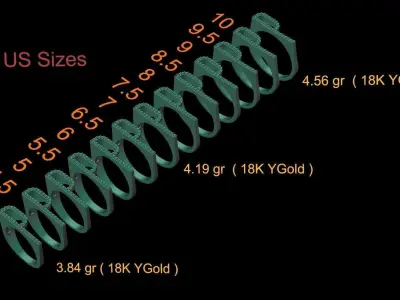 alphabet jewelry ring diamond letter P 3D print model