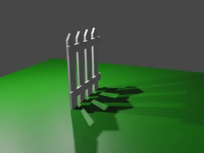 White Fence for Garden - Cerca branca Low-poly 3D model