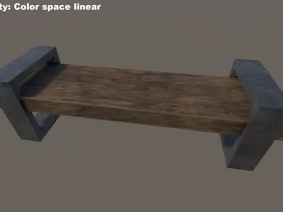 Bench with metal base  Free low-poly 3D model