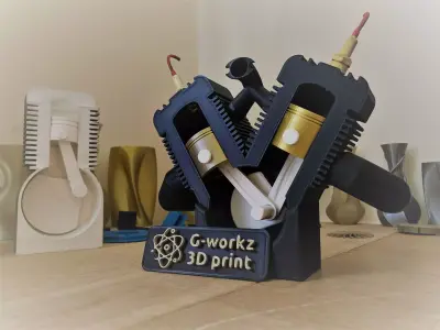 V-Twin Engine - see through V-Twin Engine model 3D print model