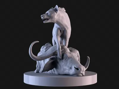 Hyena vs Buffalo  3D print model
