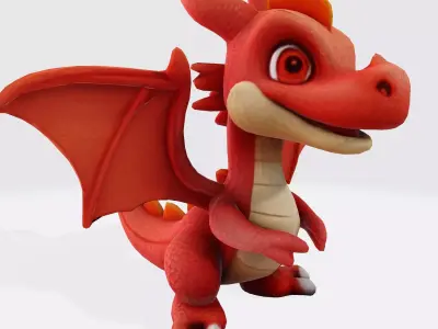 Adorable Orange Dragon 3D Model 3D model