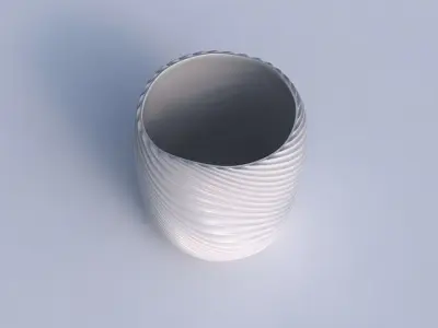 Bowl cylindrical with bent extruded lines 3 3D print model
