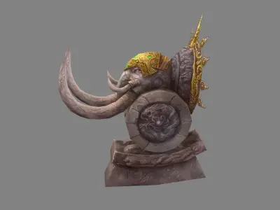 Stone elephant sculpture Low-poly 3D model