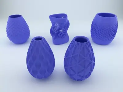 Vase collection bottle with wave pattern 3D print model