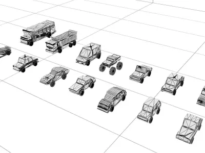 Low Poly Cars toy 3D model