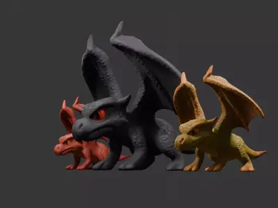 Stylized Dragon 3D Model  Game Ready with 3 Texture Variations Low-poly 3D model
