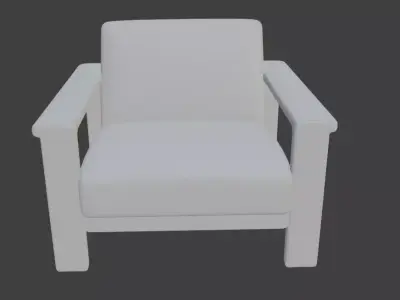 White Wood Armchair 3D model