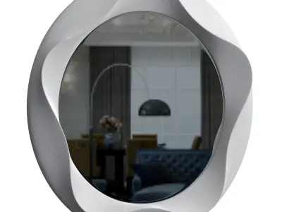 Round wall mirror with 3 materials Low-poly 3D model